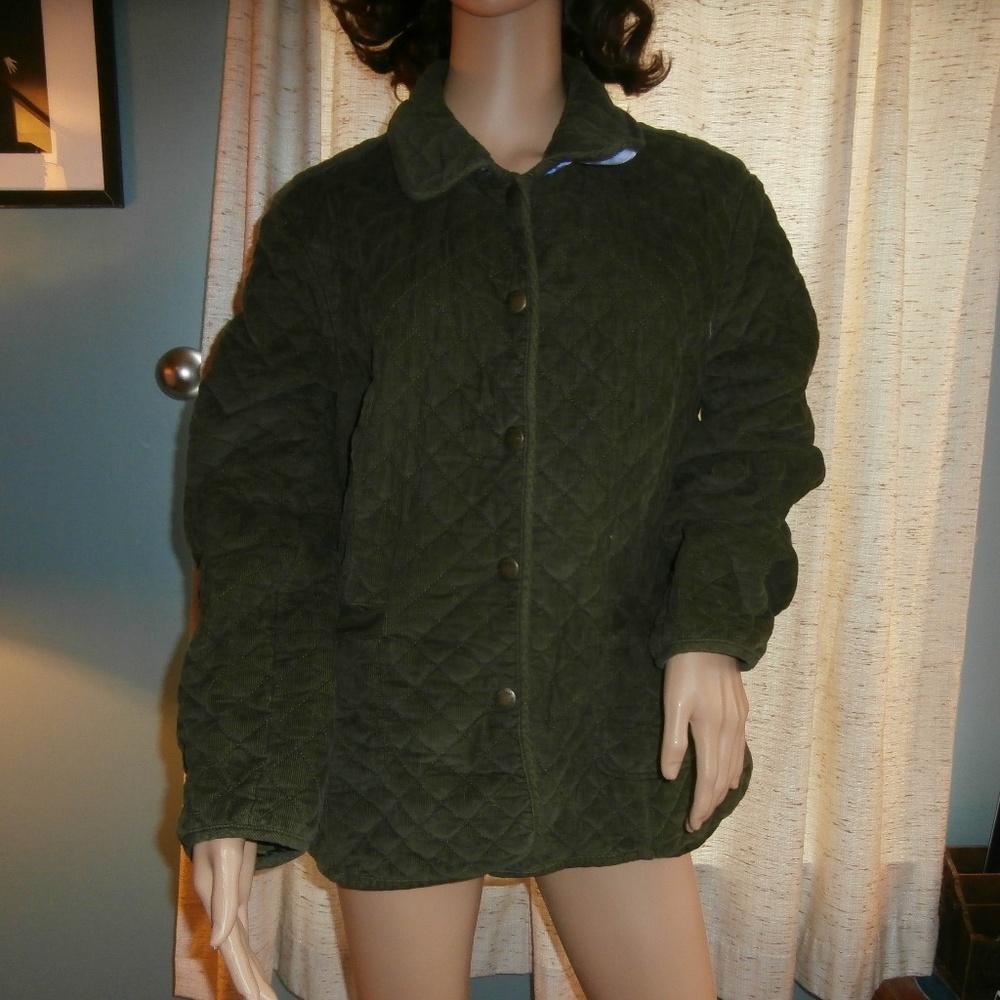 Tommy Hilfiger Green Corduroy Quilted Lined Jacket